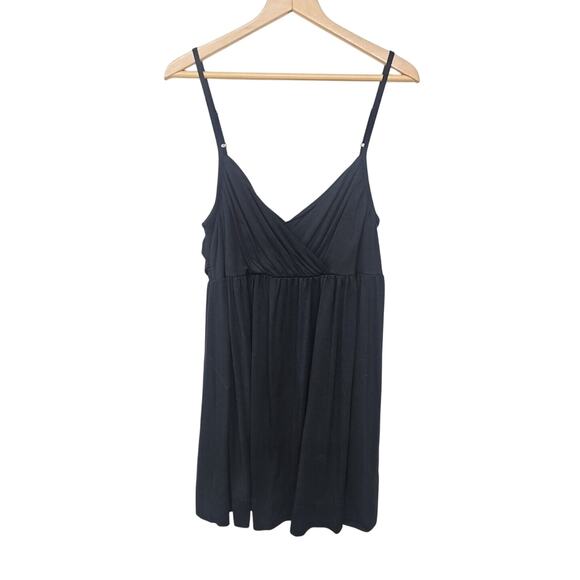 Elle BabyDoll Empire Waist Dress Sz XL Y2K Flowing Sun Cover Black Beach - Picture 1 of 7